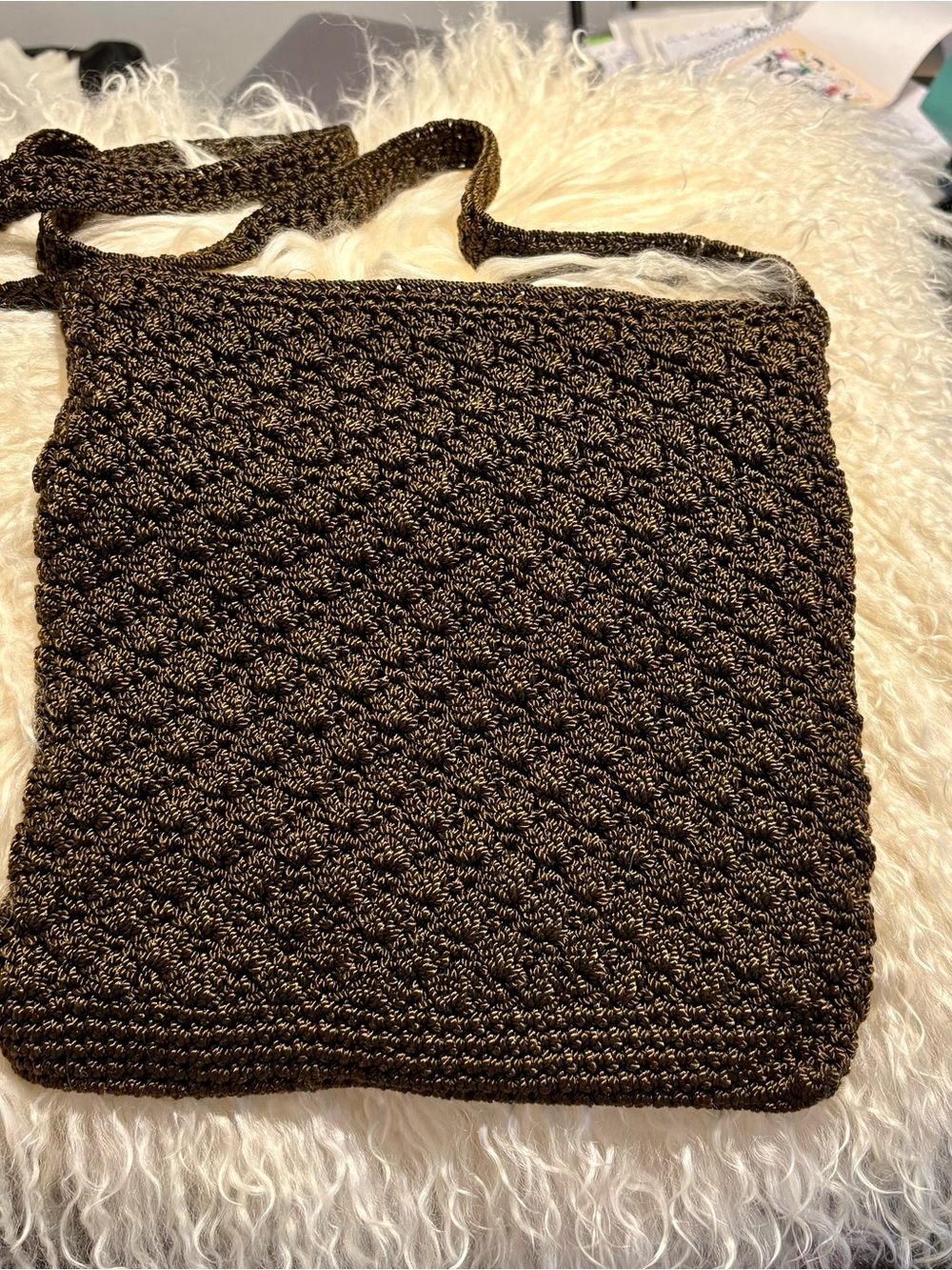 The Sak Brown Bronze Crochet Crossbody Bag